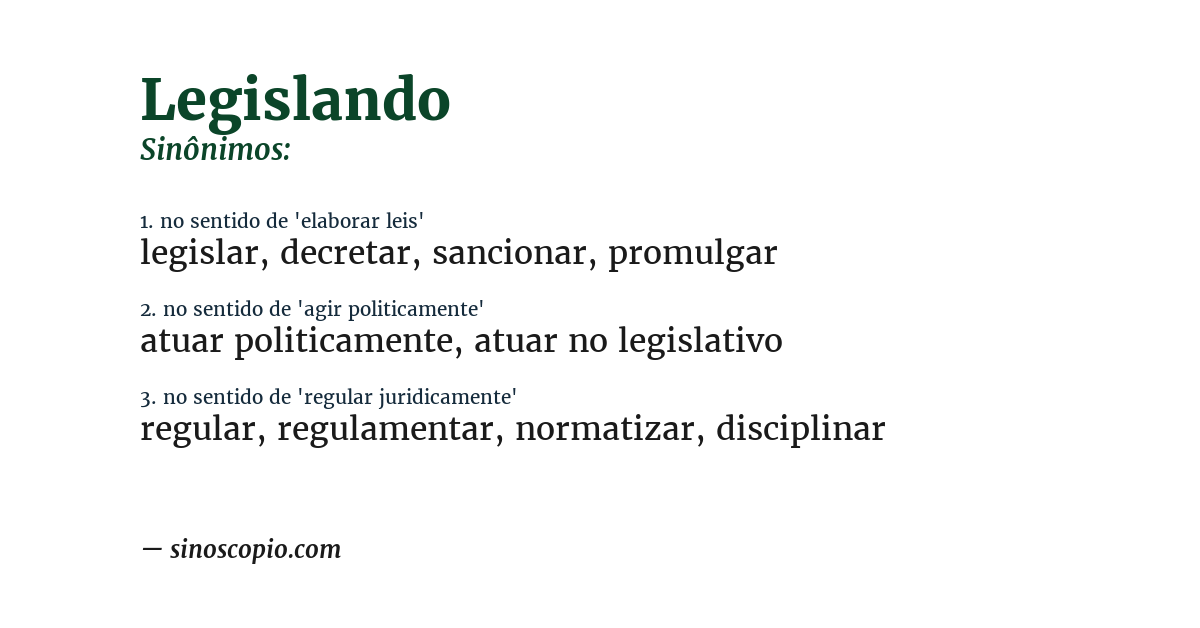 Sinônimo de legislando