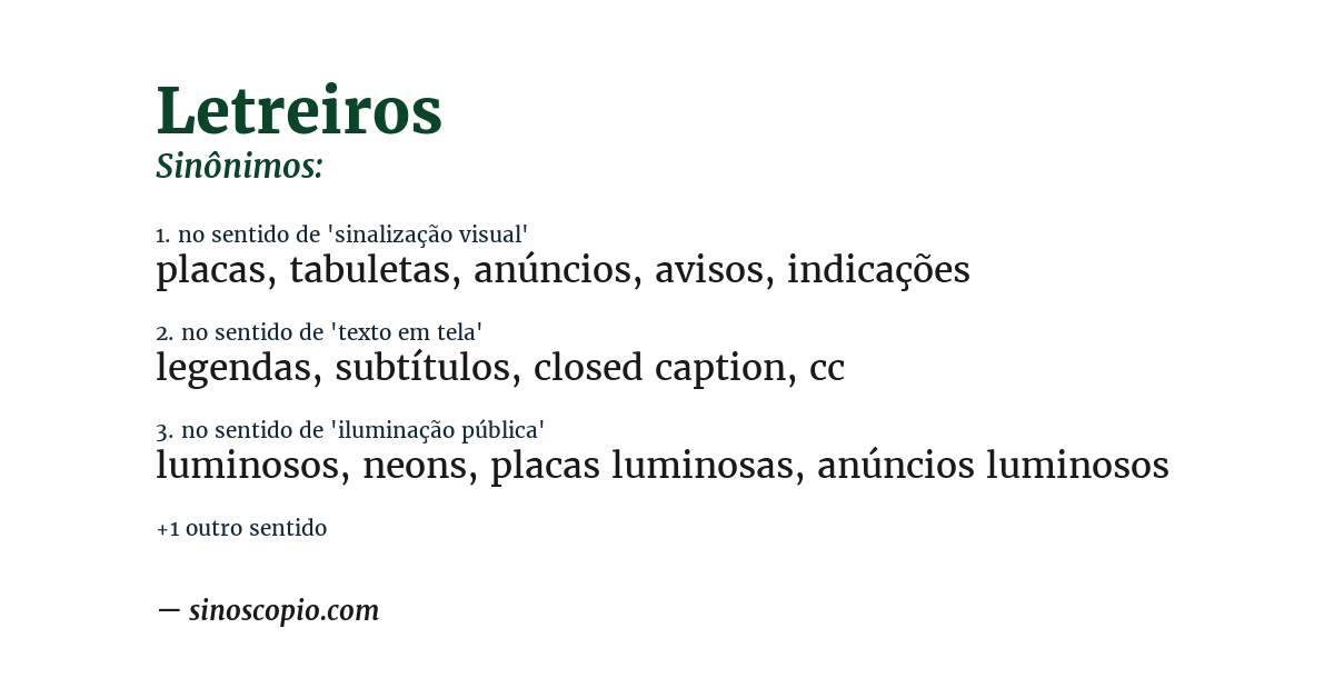Sinônimo de letreiros