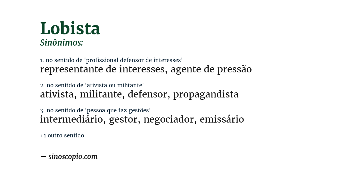 Sinônimo de lobista