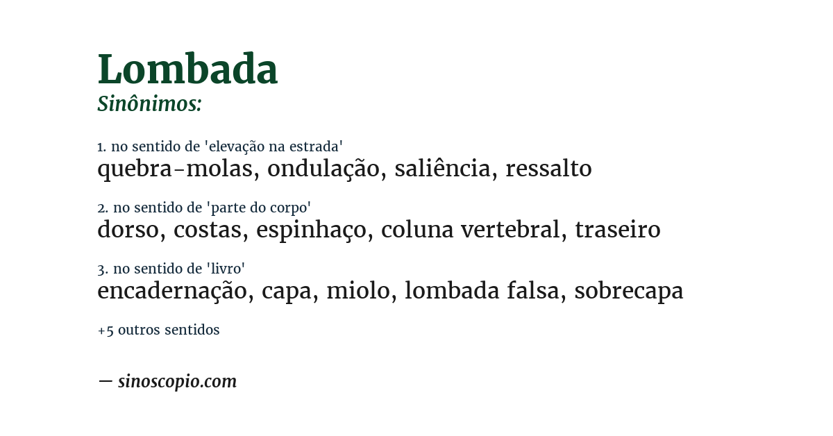 Sinônimo de lombada