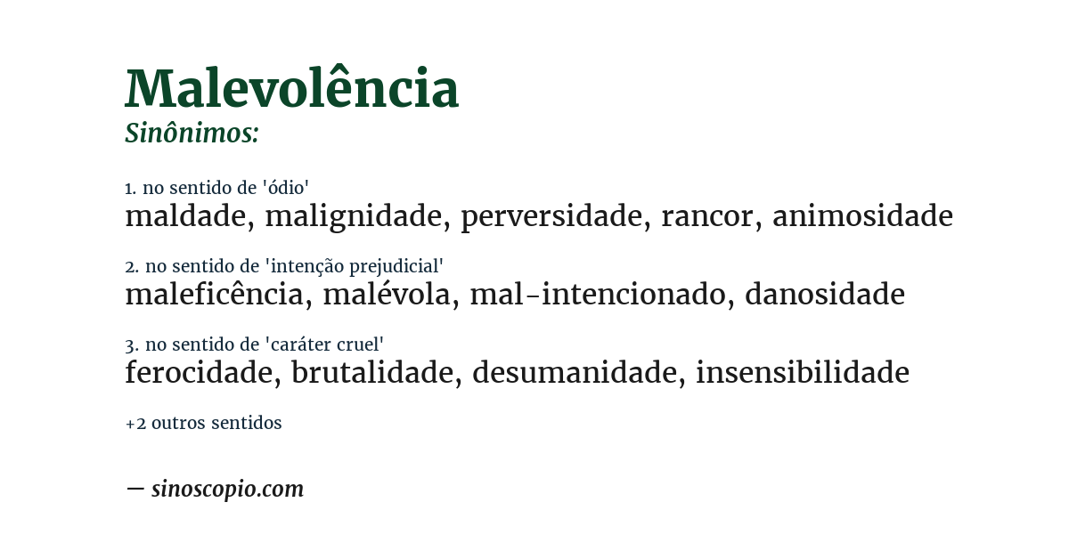 Sinônimo de malevolência