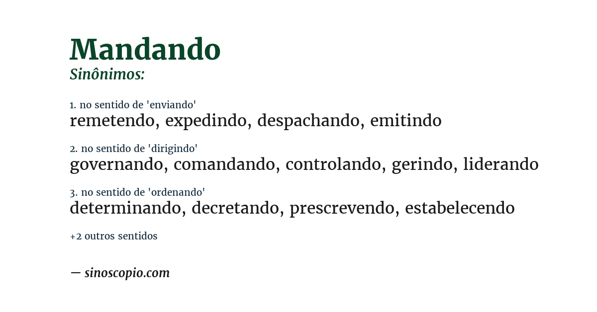 Sinônimo de mandando