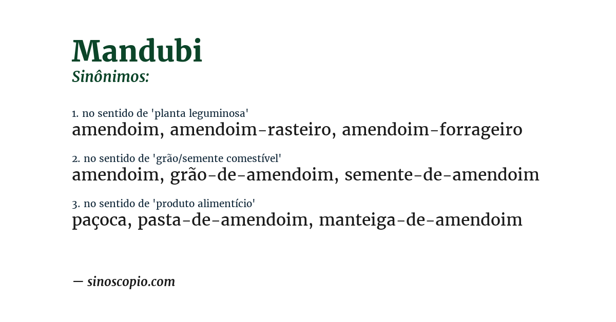 Sinônimo de mandubi