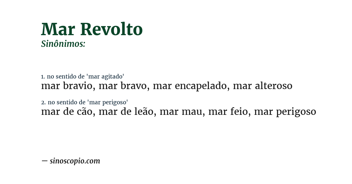 Sinônimo de mar revolto