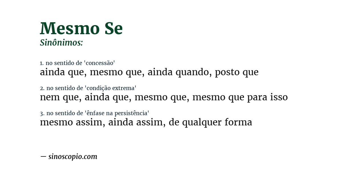 Sinônimo de mesmo se
