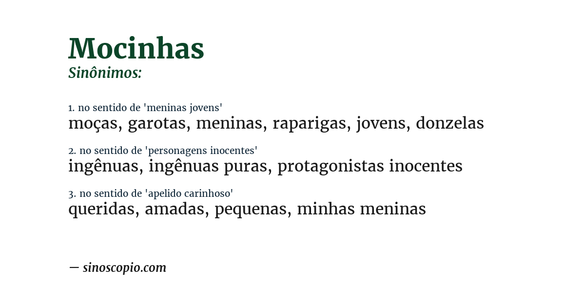 Sinônimo de mocinhas