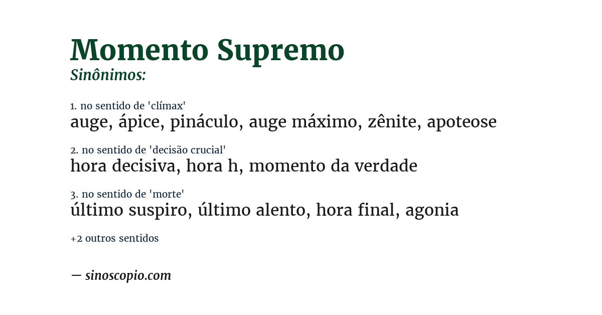 Sinônimo de momento supremo