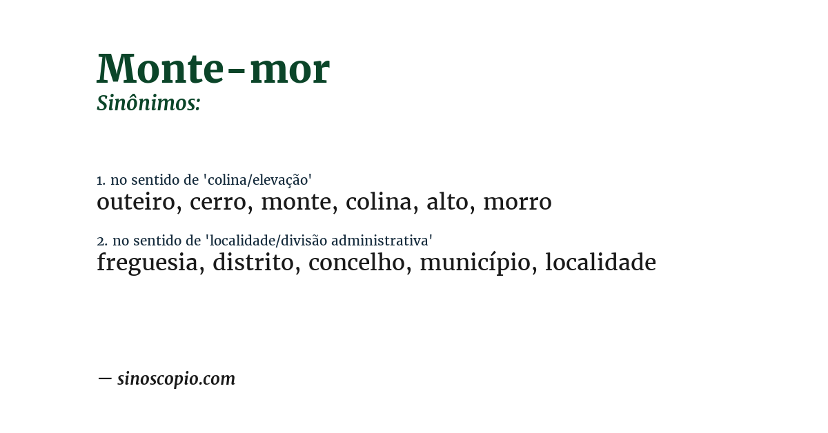 Sinônimo de monte-mor