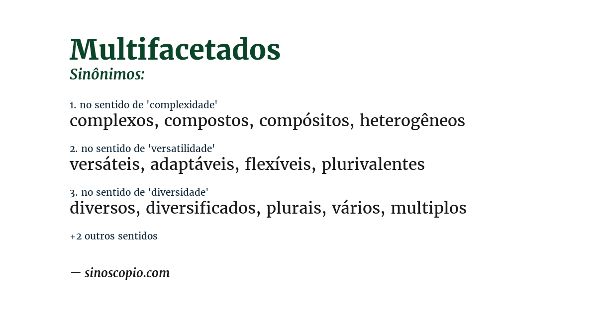 Sinônimo de multifacetados