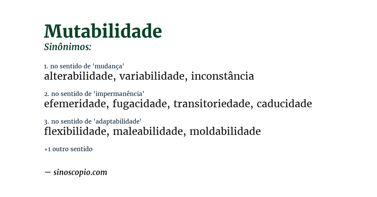 Sinônimo de mutabilidade