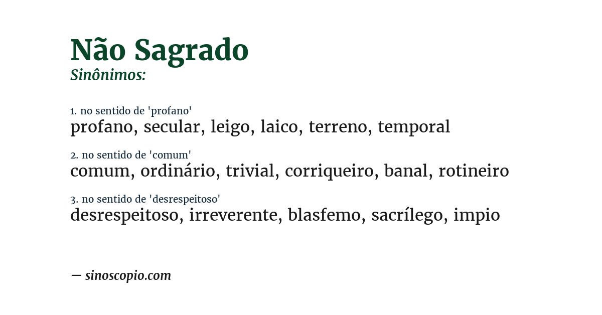 Sinônimo de não sagrado