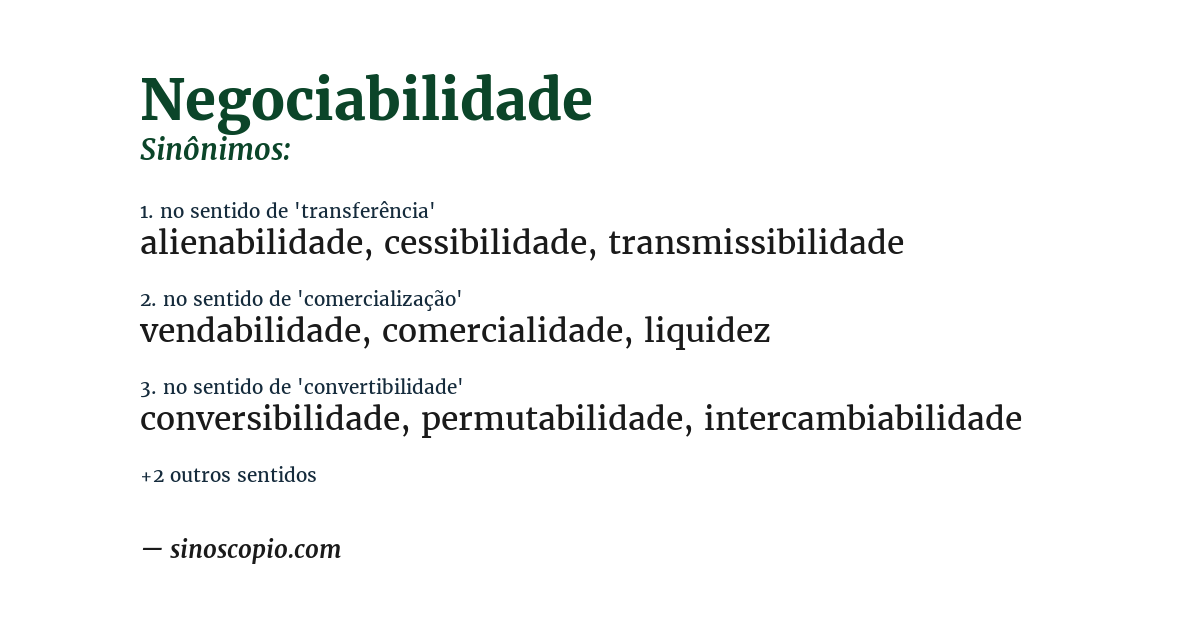 Sinônimo de negociabilidade
