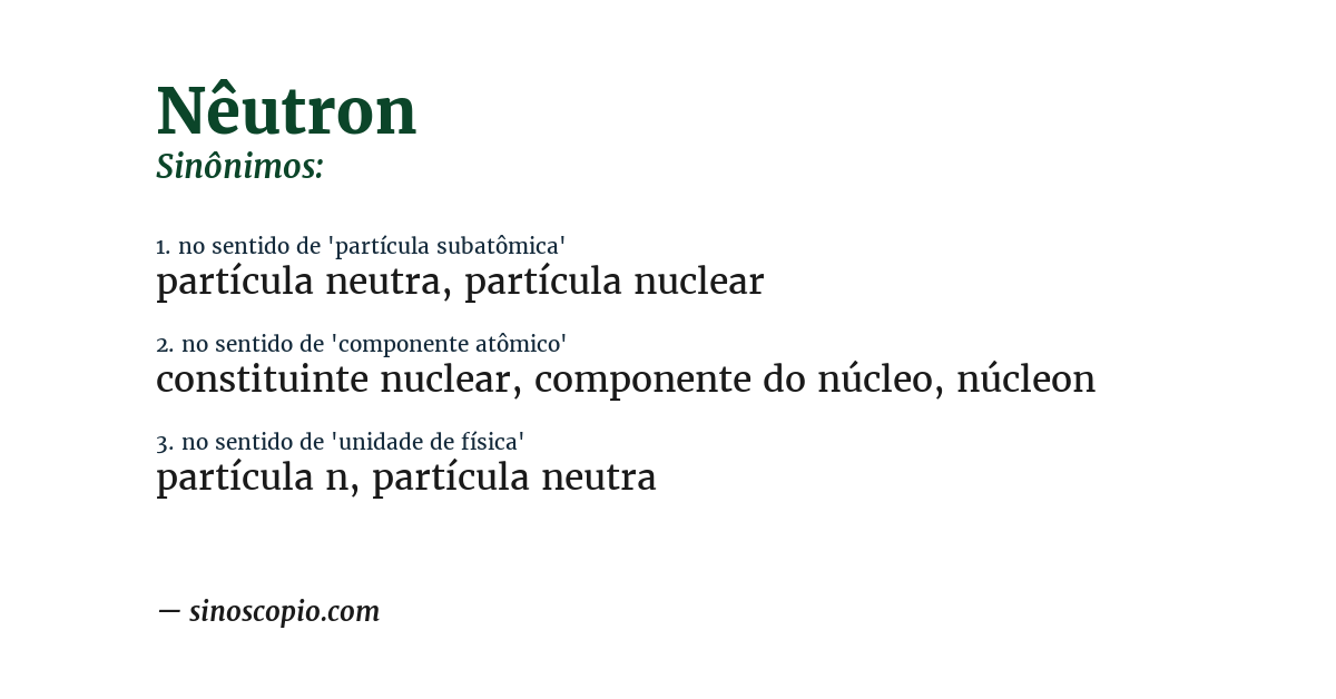Sinônimo de nêutron
