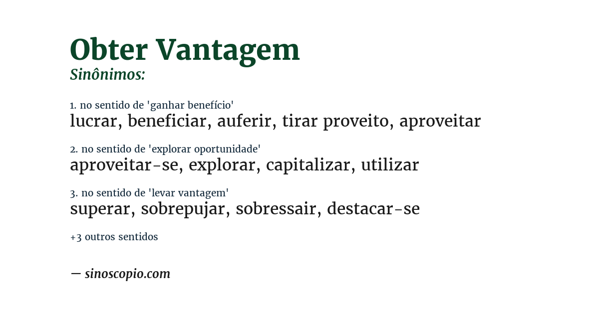 Sinônimo de obter vantagem