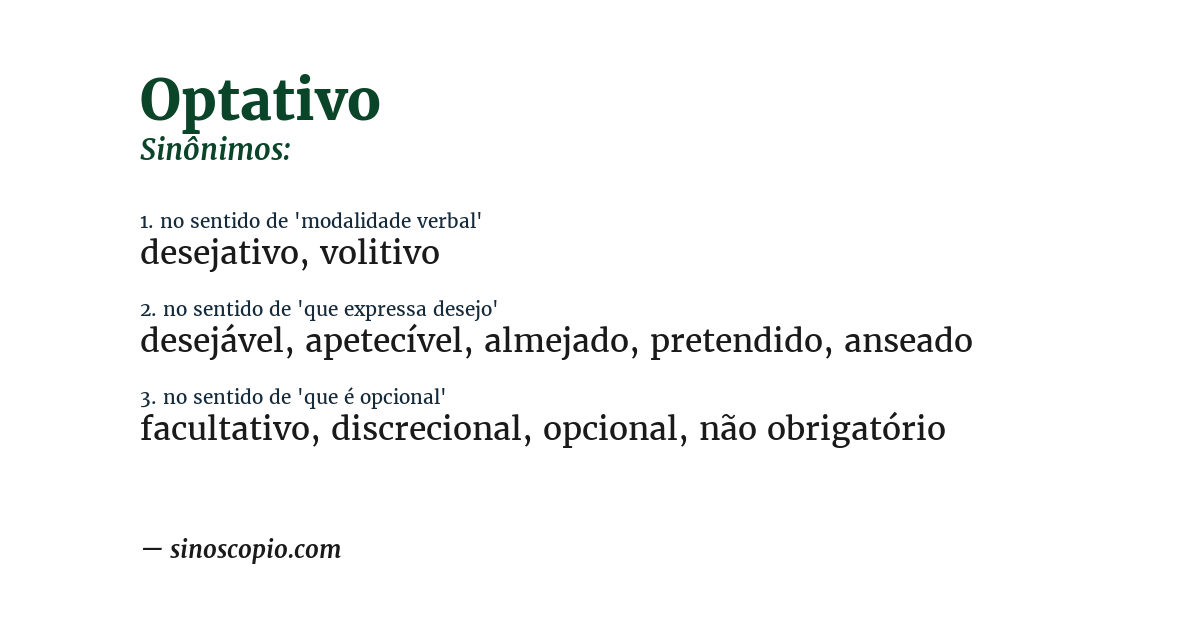 Sinônimo de optativo