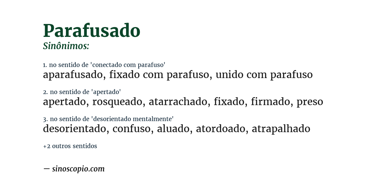 Sinônimo de parafusado