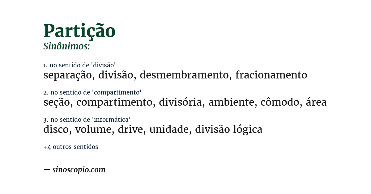 Sinônimo de partição