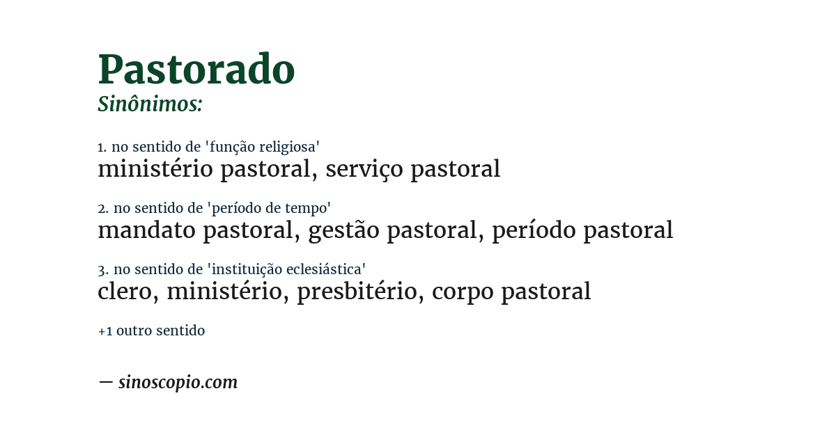 Sinônimo de pastorado