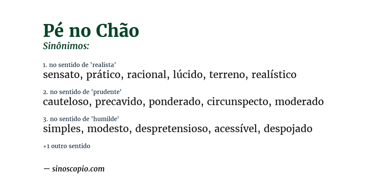 Sinônimo de pé no chão