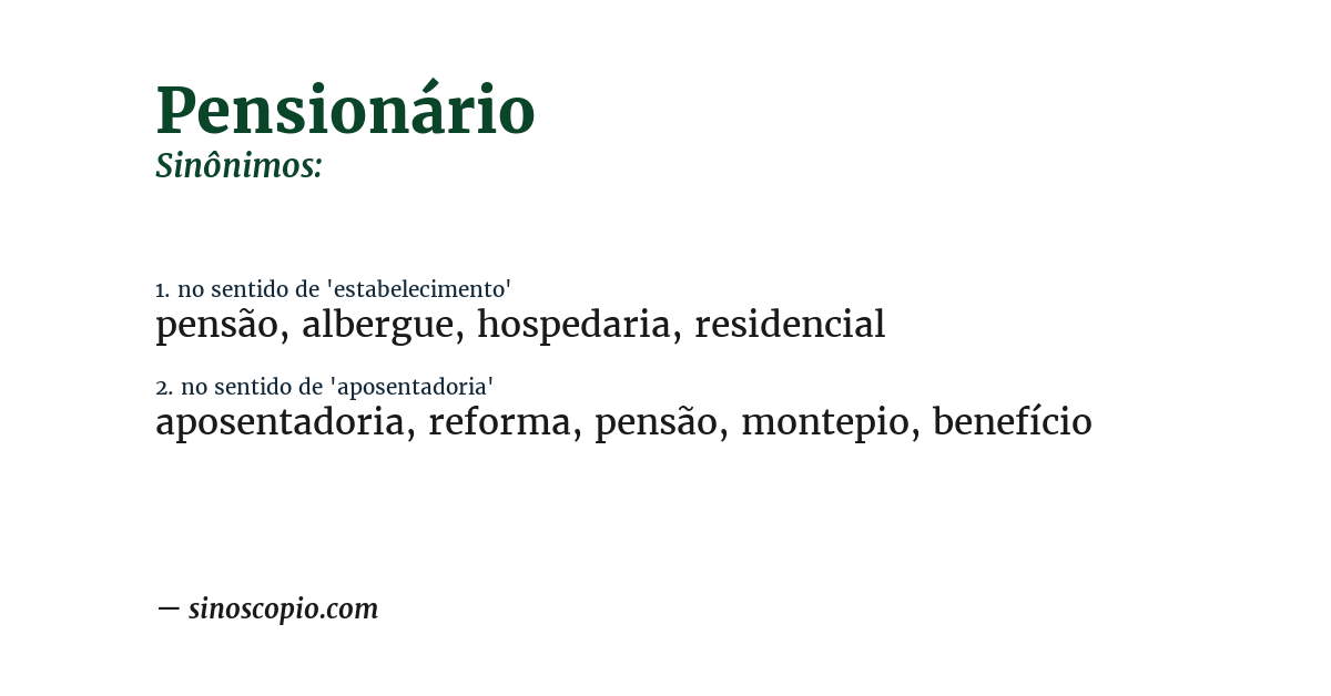 Sinônimo de pensionário