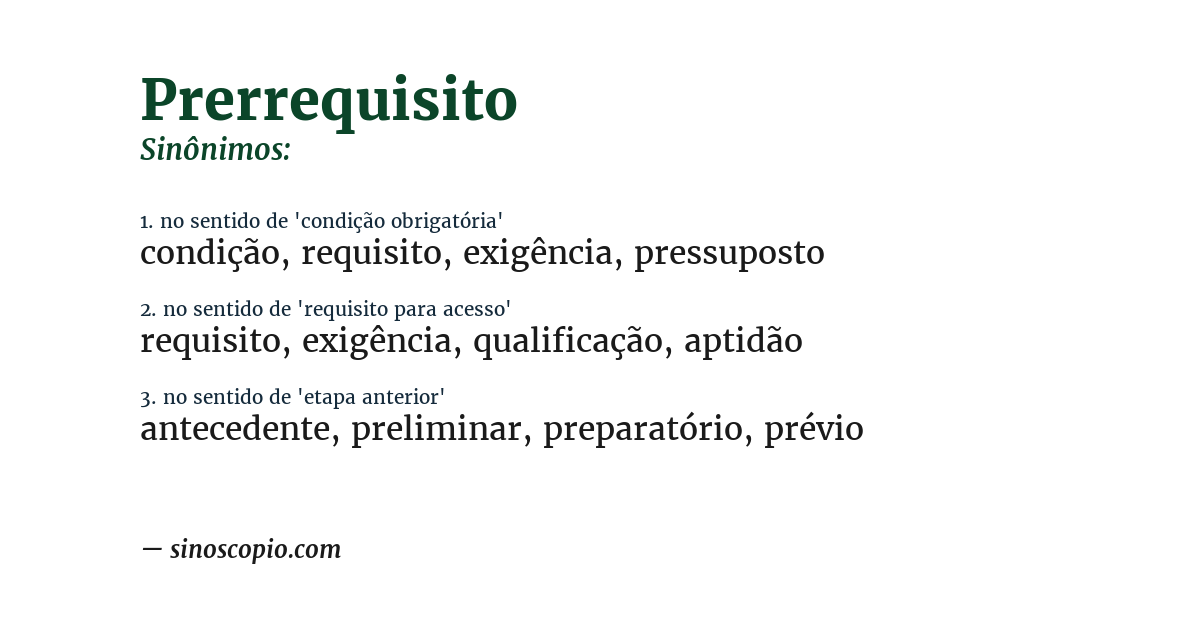 Sinônimo de prerrequisito
