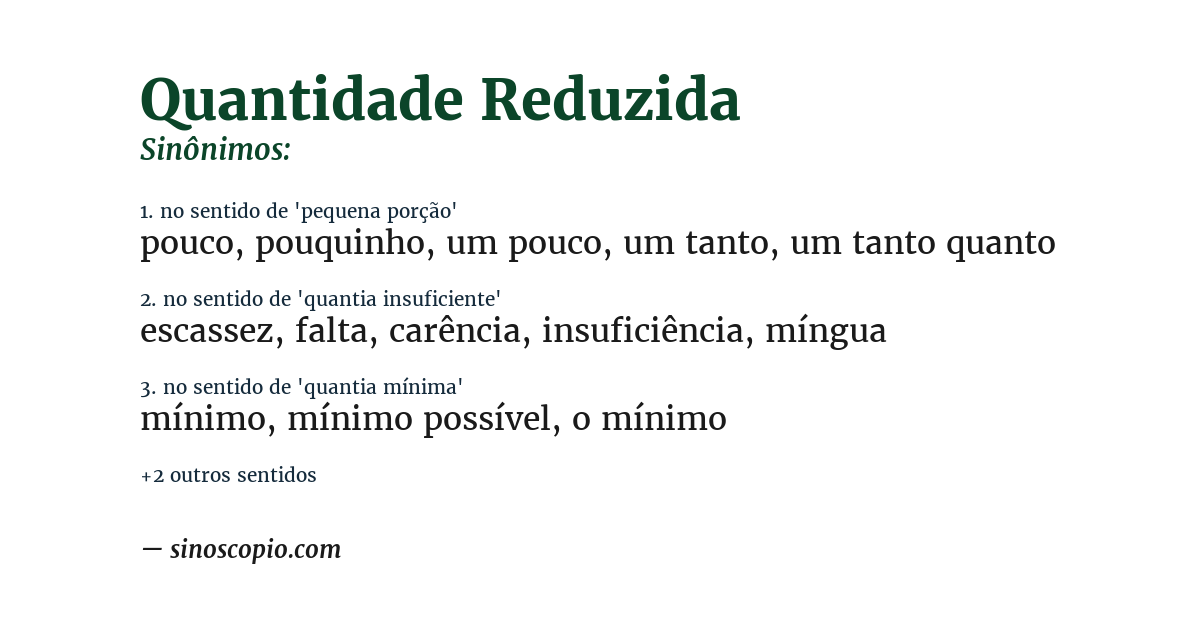 Sinônimo de quantidade reduzida
