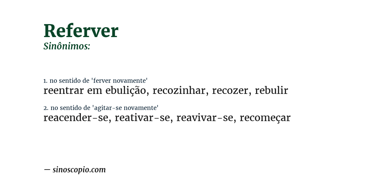 Sinônimo de referver