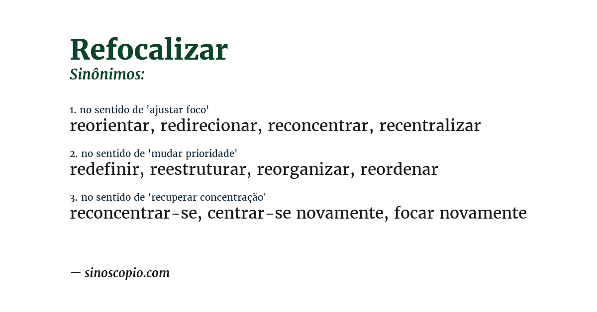 Sinônimo de refocalizar