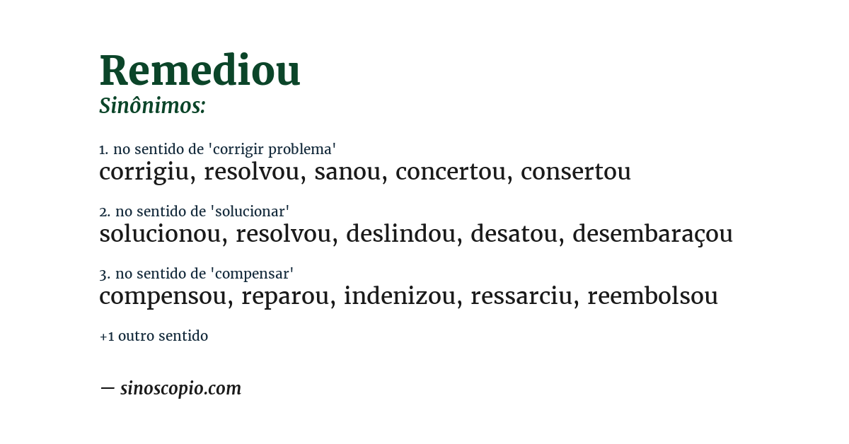 Sinônimo de remediou