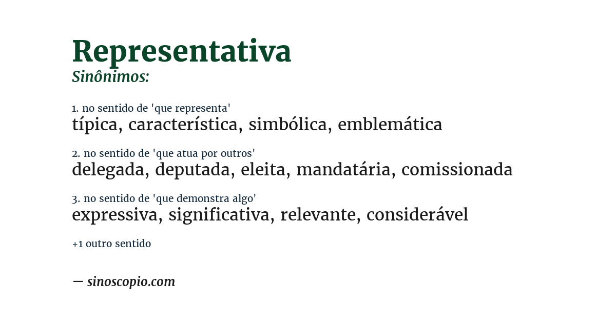Sinônimo de representativa