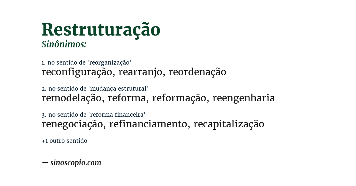 Sinônimo de restruturação