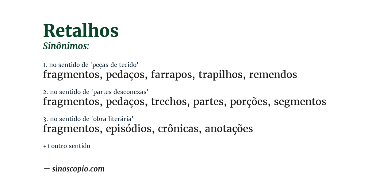 Sinônimo de retalhos