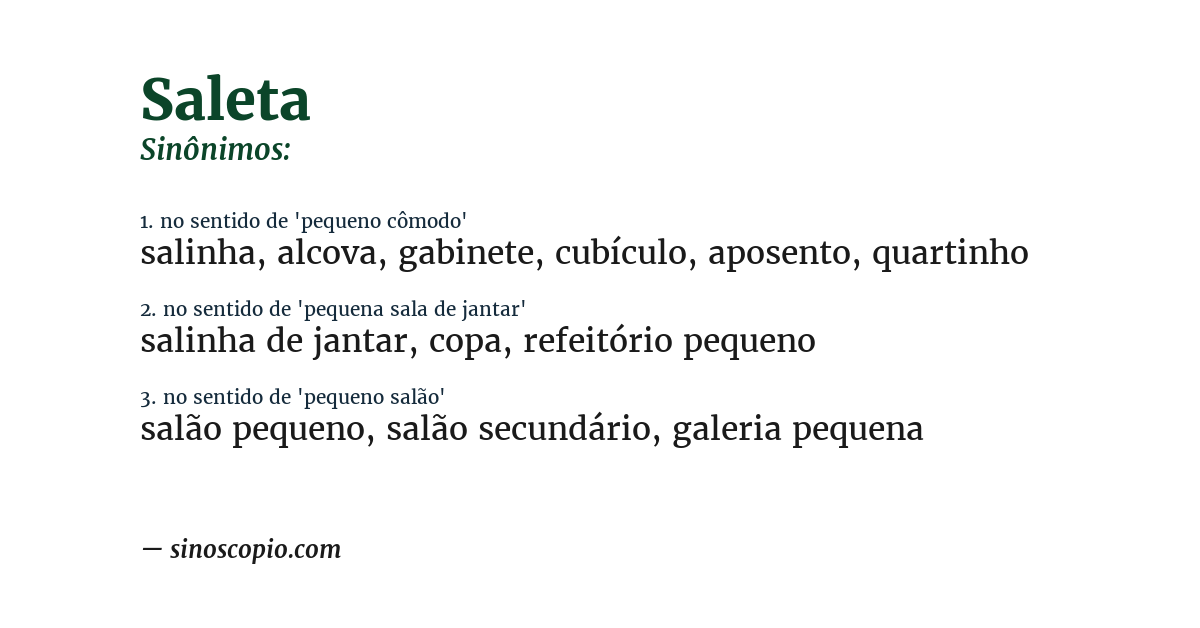 Sinônimo de saleta