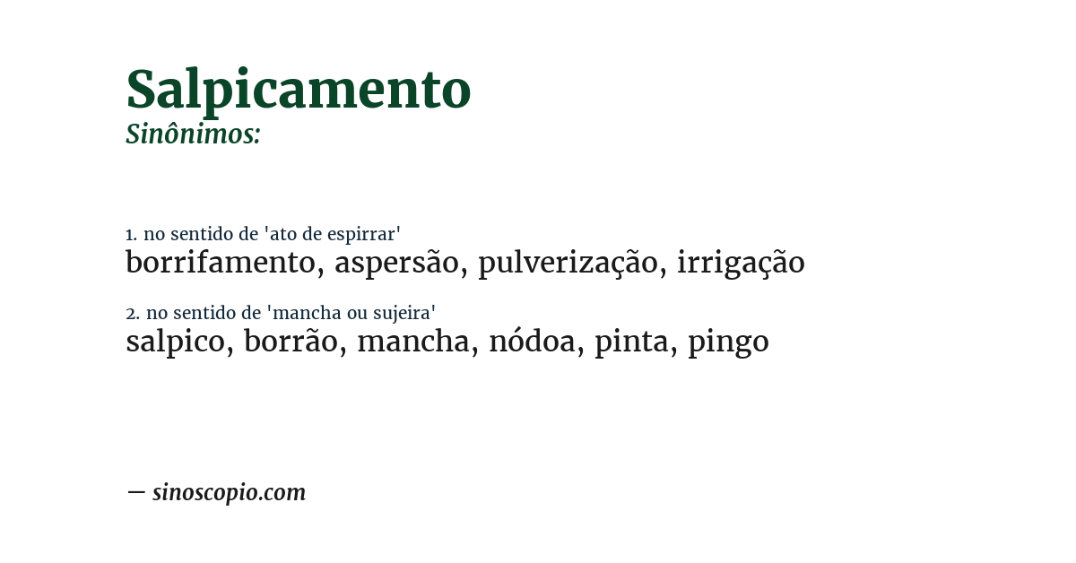 Sinônimo de salpicamento