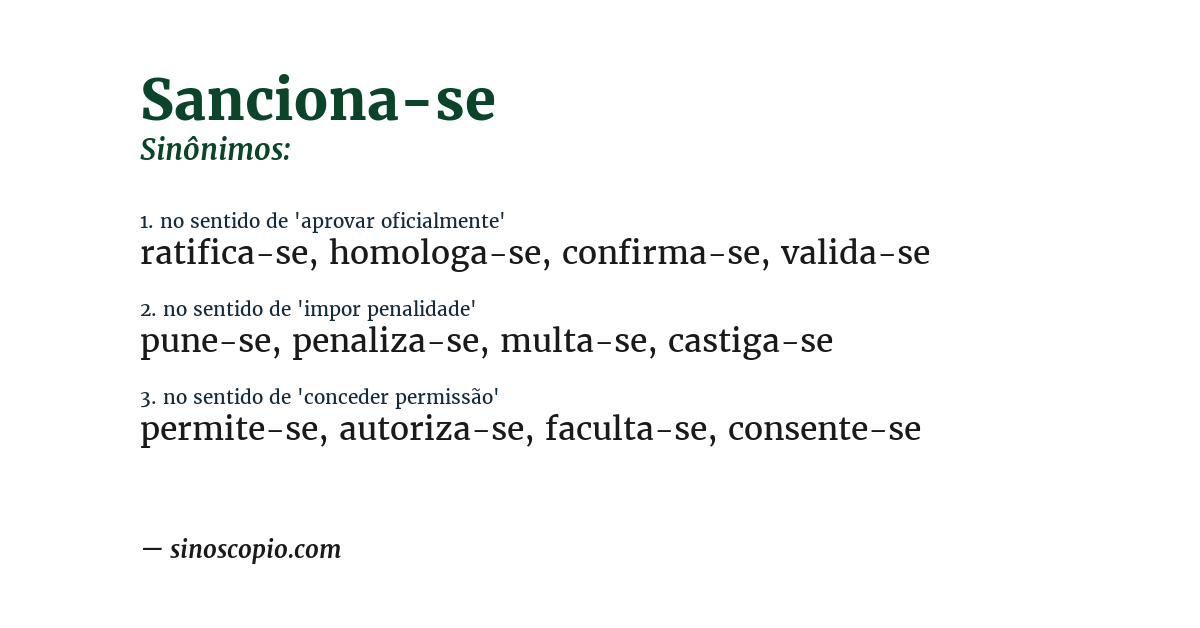 Sinônimo de sanciona-se