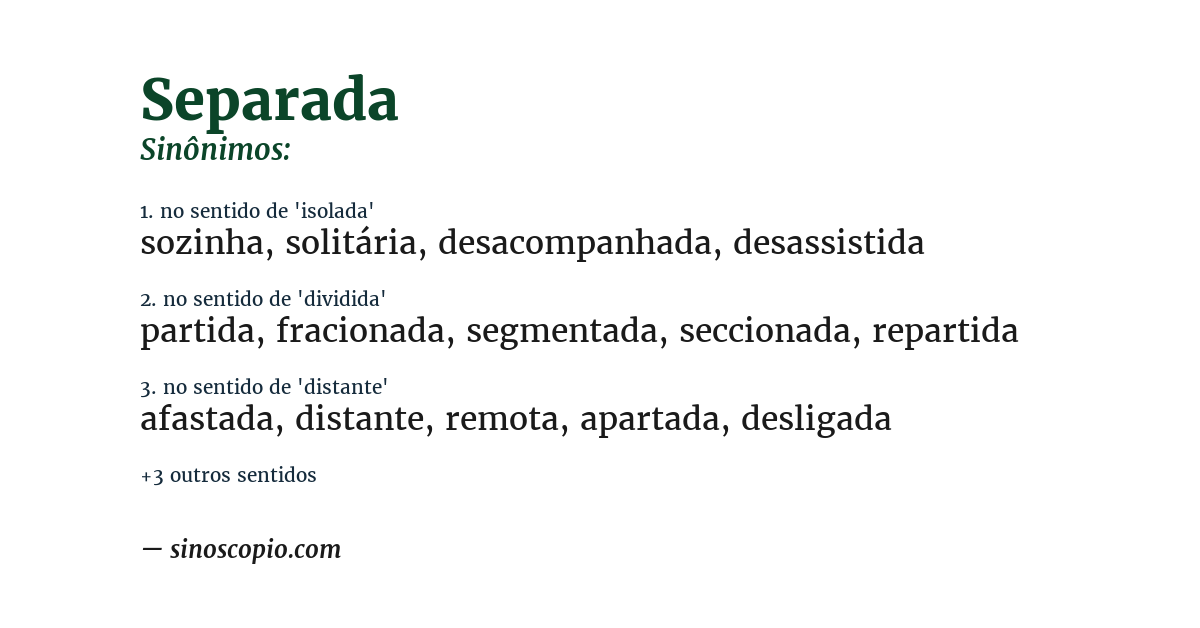 Sinônimo de separada