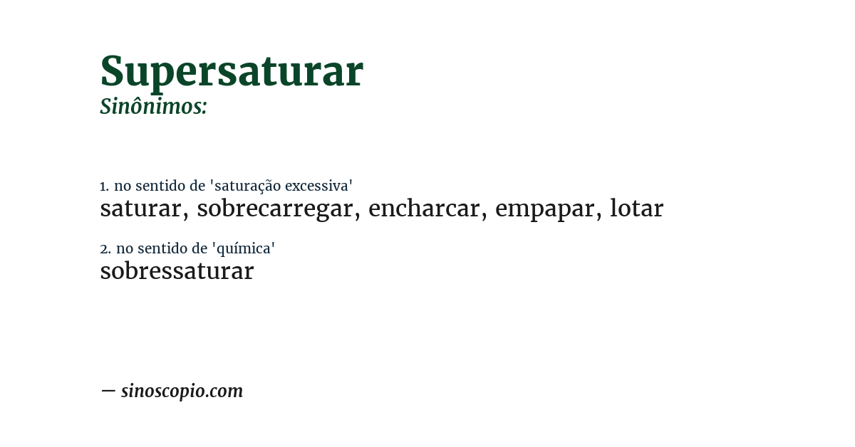 Sinônimo de supersaturar