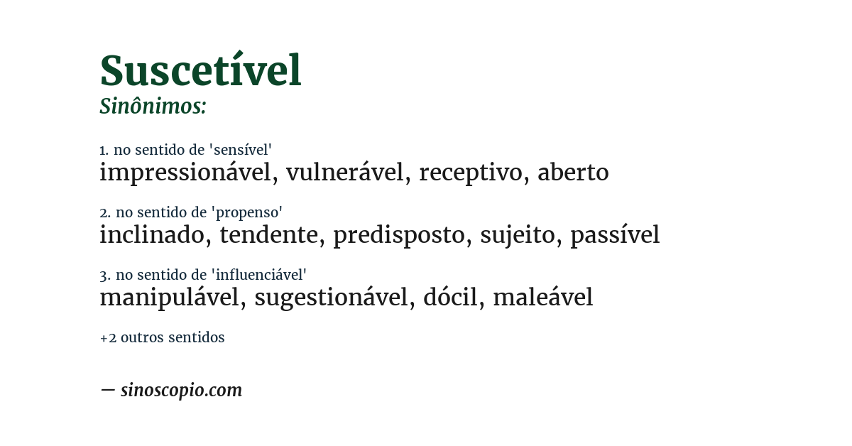 Sinônimo de suscetível