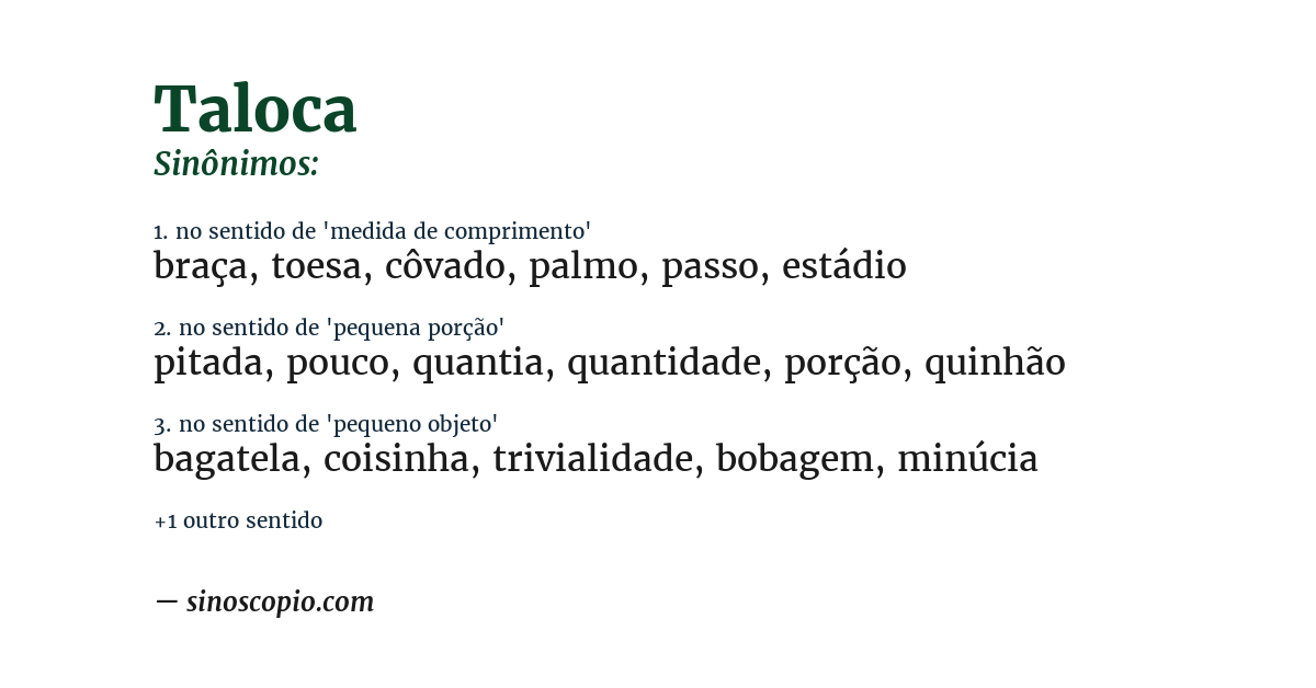 Sinônimo de taloca