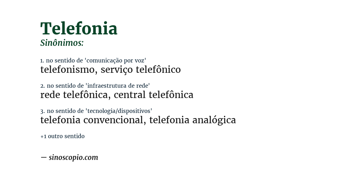 Sinônimo de telefonia