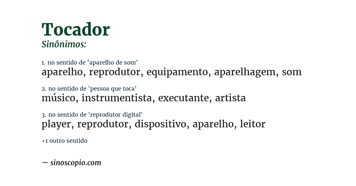Sinônimo de tocador