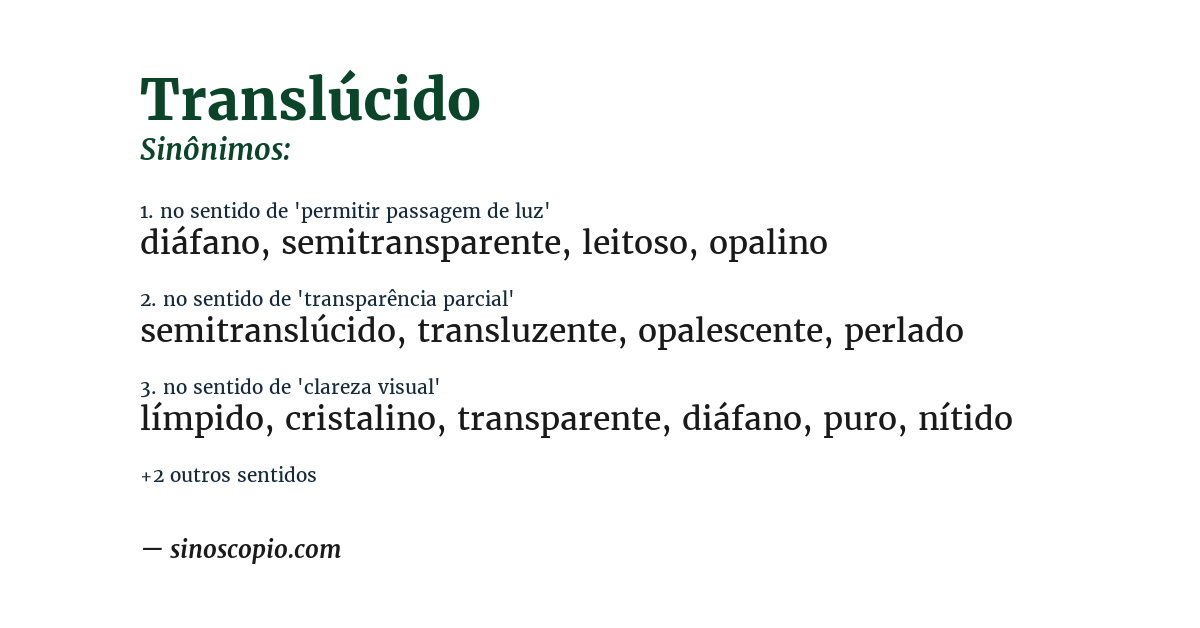 Sinônimo de translúcido