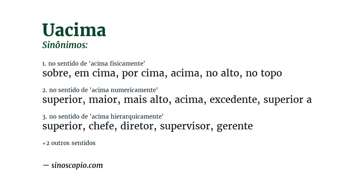 Sinônimo de uacima