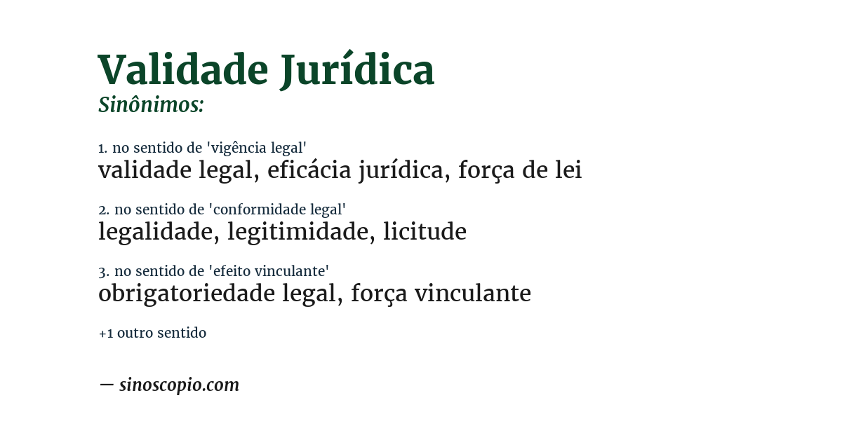 Sinônimo de validade jurídica