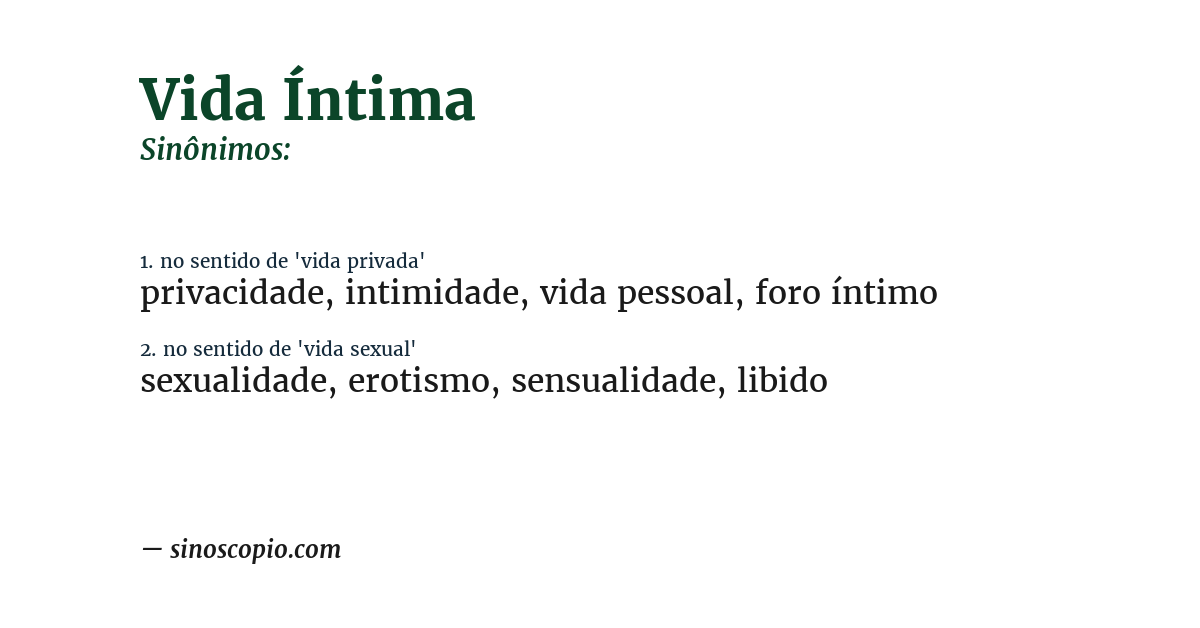 Sinônimo de vida íntima