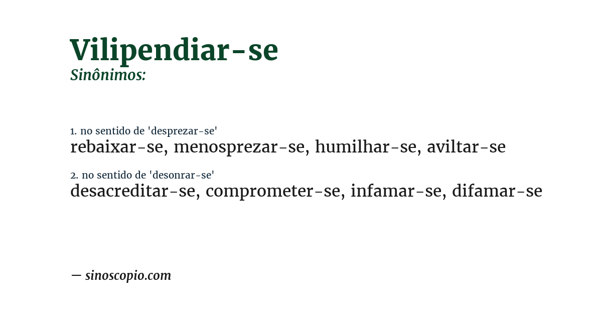 Sinônimo de vilipendiar-se
