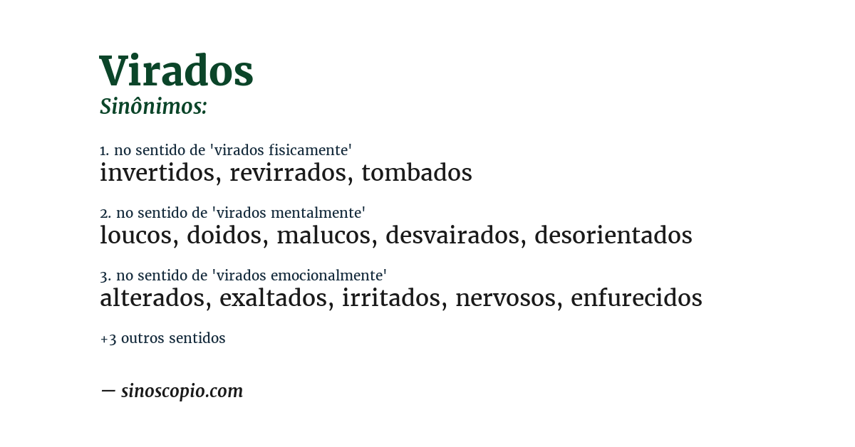 Sinônimo de virados