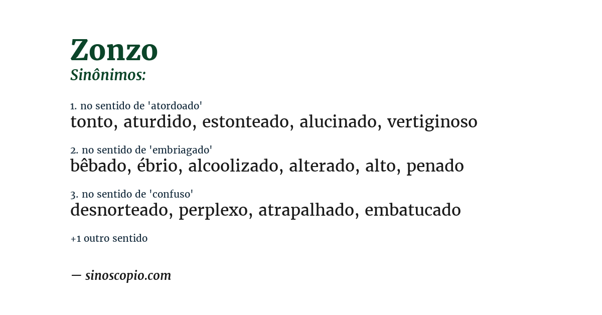 Sinônimo de zonzo