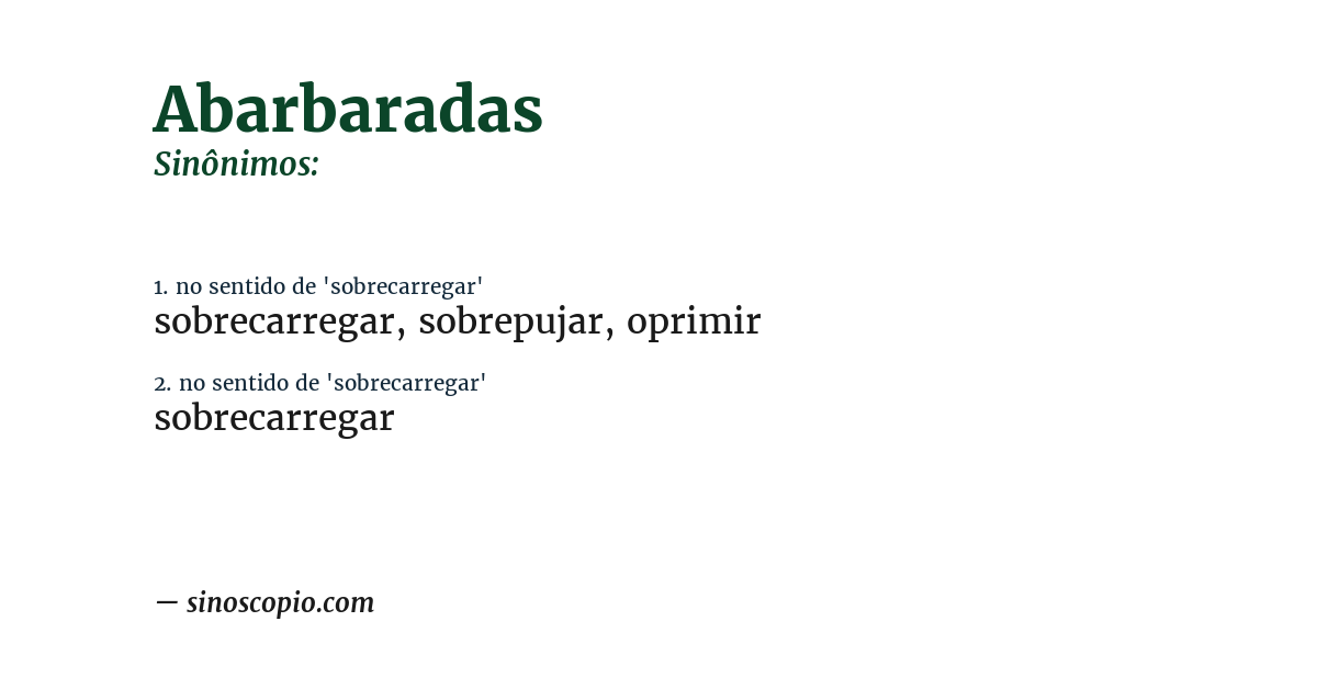 Sinônimo de abarbaradas