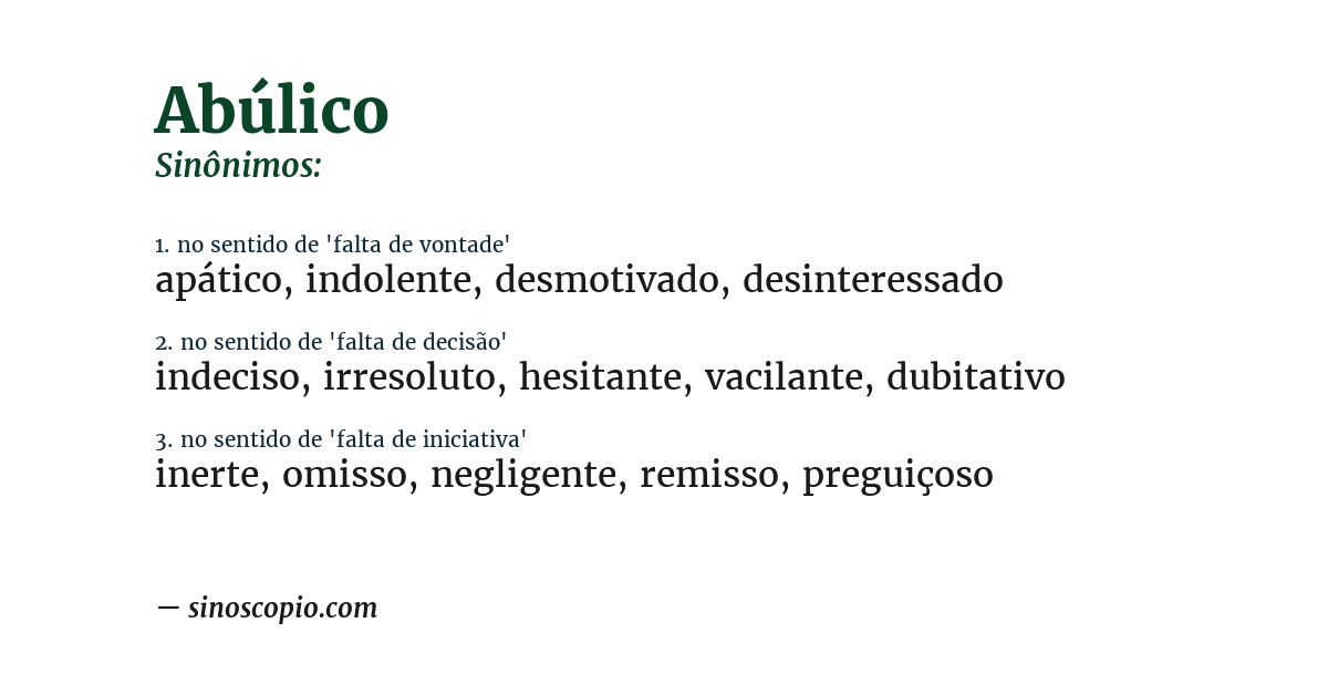 Sinônimo de abúlico